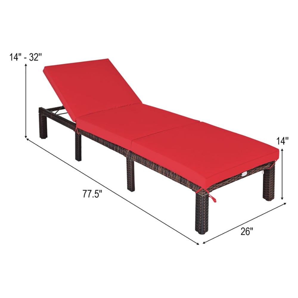 Aimee Lii Outdoor Rattan Adjustable Cushioned Chaise, Patio Loungers, Red