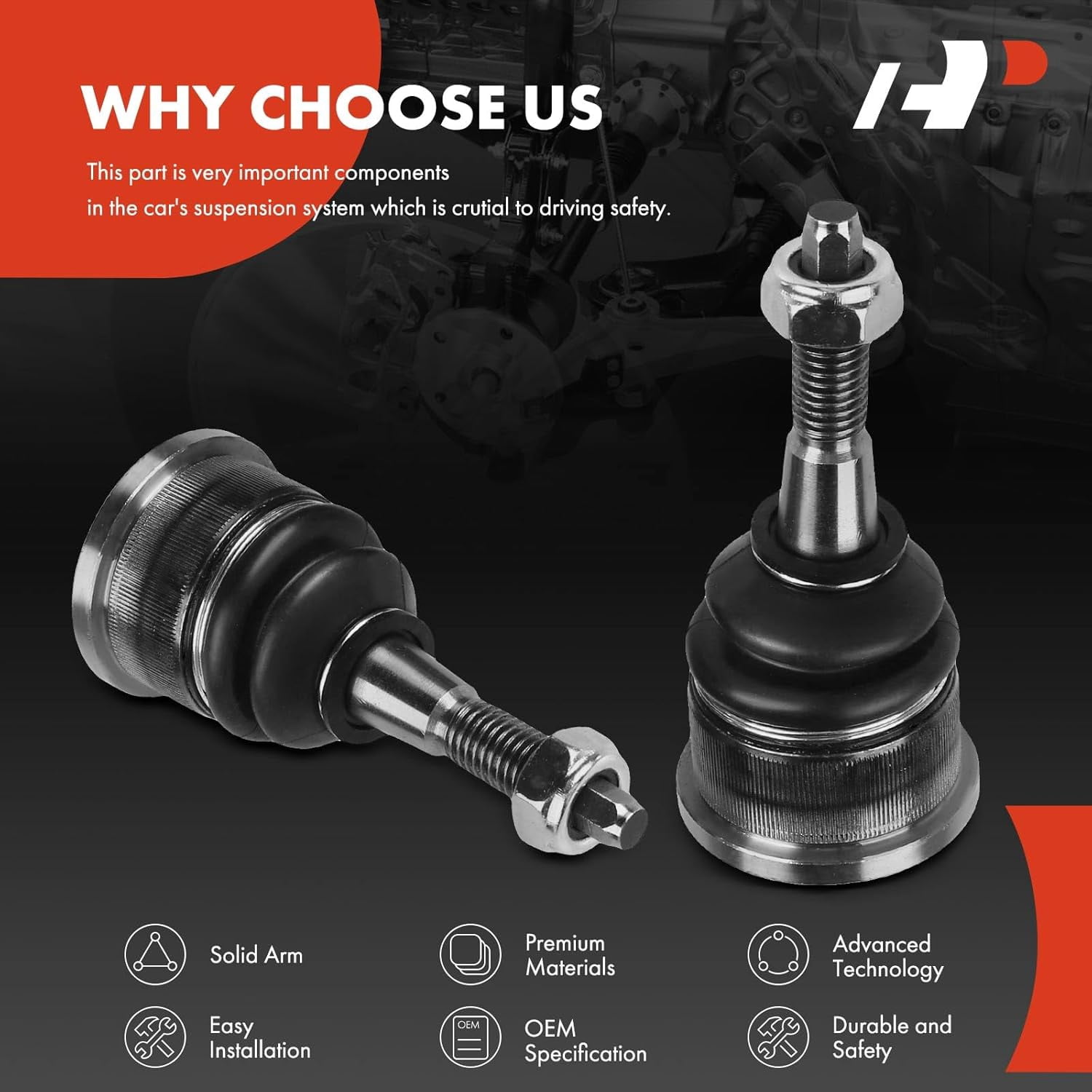 A-Premium Set of 2, Front Upper Ball Joint Compatible with Ford Explorer 2002-2005, Lincoln Aviator 2003-2005, Mercury Mountaineer 2002-2005