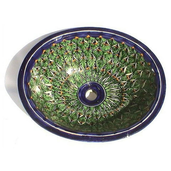 Green Peacock Ceramic Talavera Sink