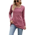 thumbnail image 4 of Fangasis Women T Shirt Square Neck Tunic Tops Long Sleeve Pullover Ladies Casual Blouse Loose Dailywear Tee Claret S, 4 of 6
