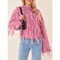 thumbnail image 2 of Arvbitana Women Knit Sweater Long Sleeve Pullover Crew Neck Tasseled Solid Color Tops Streetwear Loose Casual Fashion Cropped Tops, 2 of 9