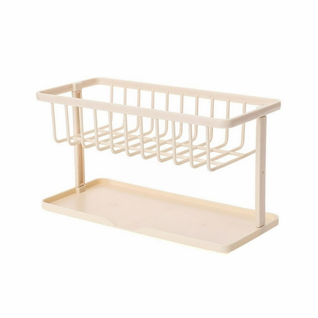 Binwennn Japanese Style Double Layer Drain Rack Sponge Storage Rack Pool Storage Supplies Drain Rack Dish Drainer Small Stainless Steel Wash Basin Foldable Drying Rack Dish Rack Color Folding Colander