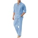 thumbnail image 3 of Ceisia Men's Loose Fit Pre-Shrunk Linen Stand-Up Collar Henley Top & Wide-Leg Pants Set | Beach Casual Two-Piece Outfit Gifts, 3 of 4