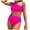 Red, variant on COMVALUE Women One Shoulder High Waisted Bikini Set Two Piece Tummy Control Swimsuits Full Coverage Bathing Suit (Blue, M)