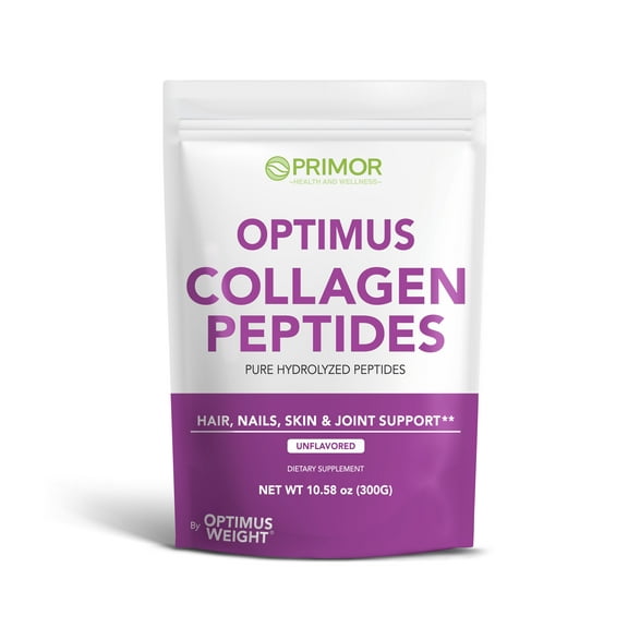 Optimus Weight Collagen Pure Hydrolyzed Peptides Supplement Powder - For Hair, Skin, Nails and Joint Support - Type I & III - For Women & Men (Unflavored, 30 Servings)