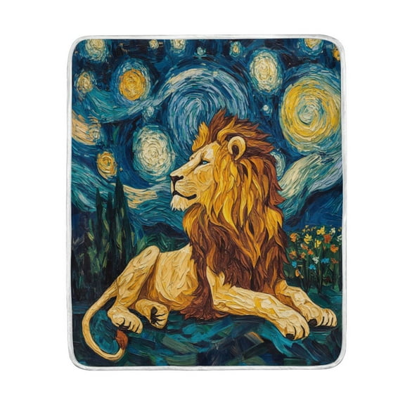 Wobogo Golden Lion King Flannel Fleece Bed Blanket as Bedspread Coverlet Sofa blankets (50x60in) Soft Lightweight Warm and Cozy