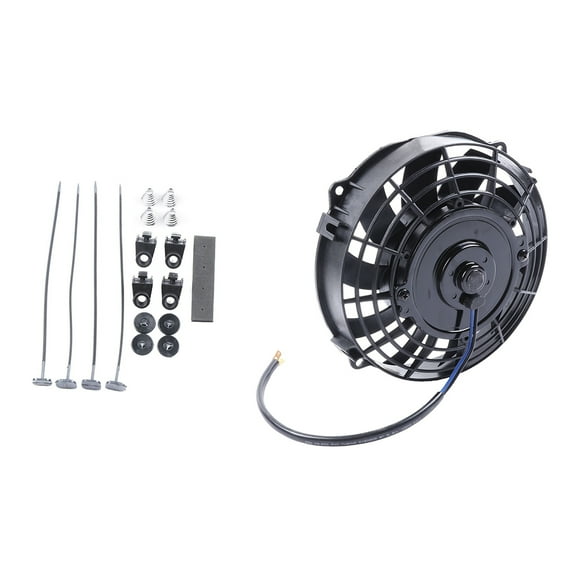 CCIYU 7Inch Universal Slim Radiator Cooling Fan Push Pull Electric 12V Mount Kit Plastic Black