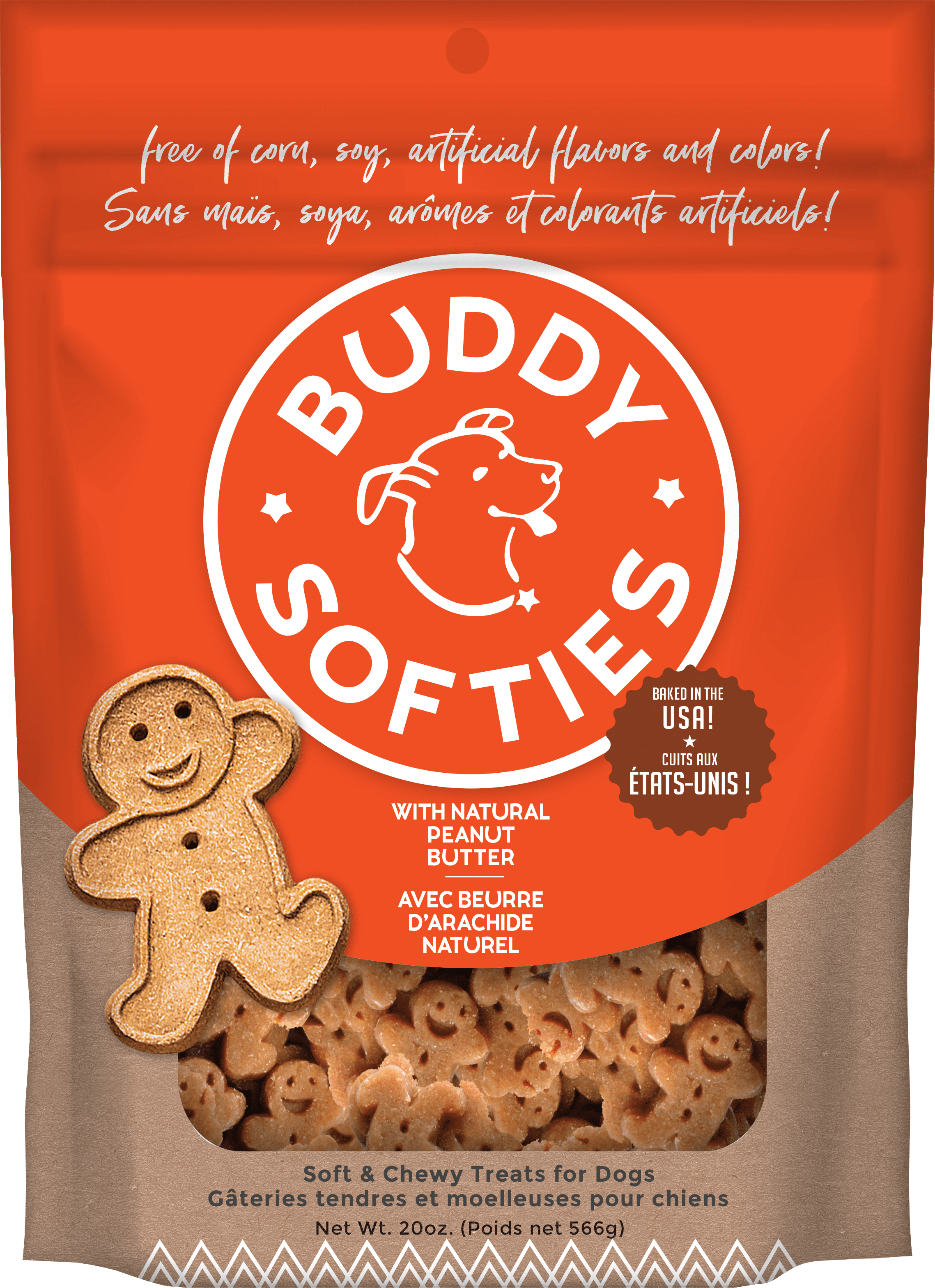 Buddy Biscuits Softies Soft & Chewy Dog Treats, Peanut Butter, 20 oz. Pouch