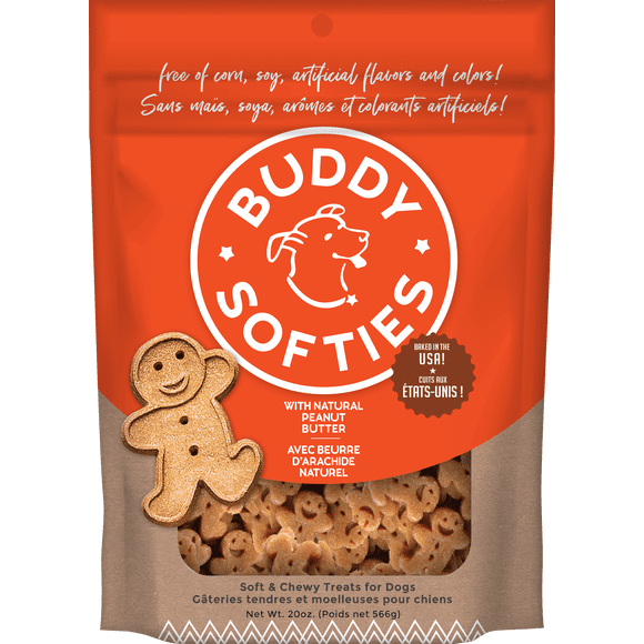 Friandises Buddy Biscuits pour chiens, moelleuses et sans céréales, au beurre d’arachide, sachet de 20 oz.