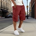 thumbnail image 2 of BiZtdJrK Cargo Shorts for Men Below Knee Length Hiking Work Shorts Solid Color Casual Relaxed Fit Multi Pockets Long Shorts Wine S, 2 of 8