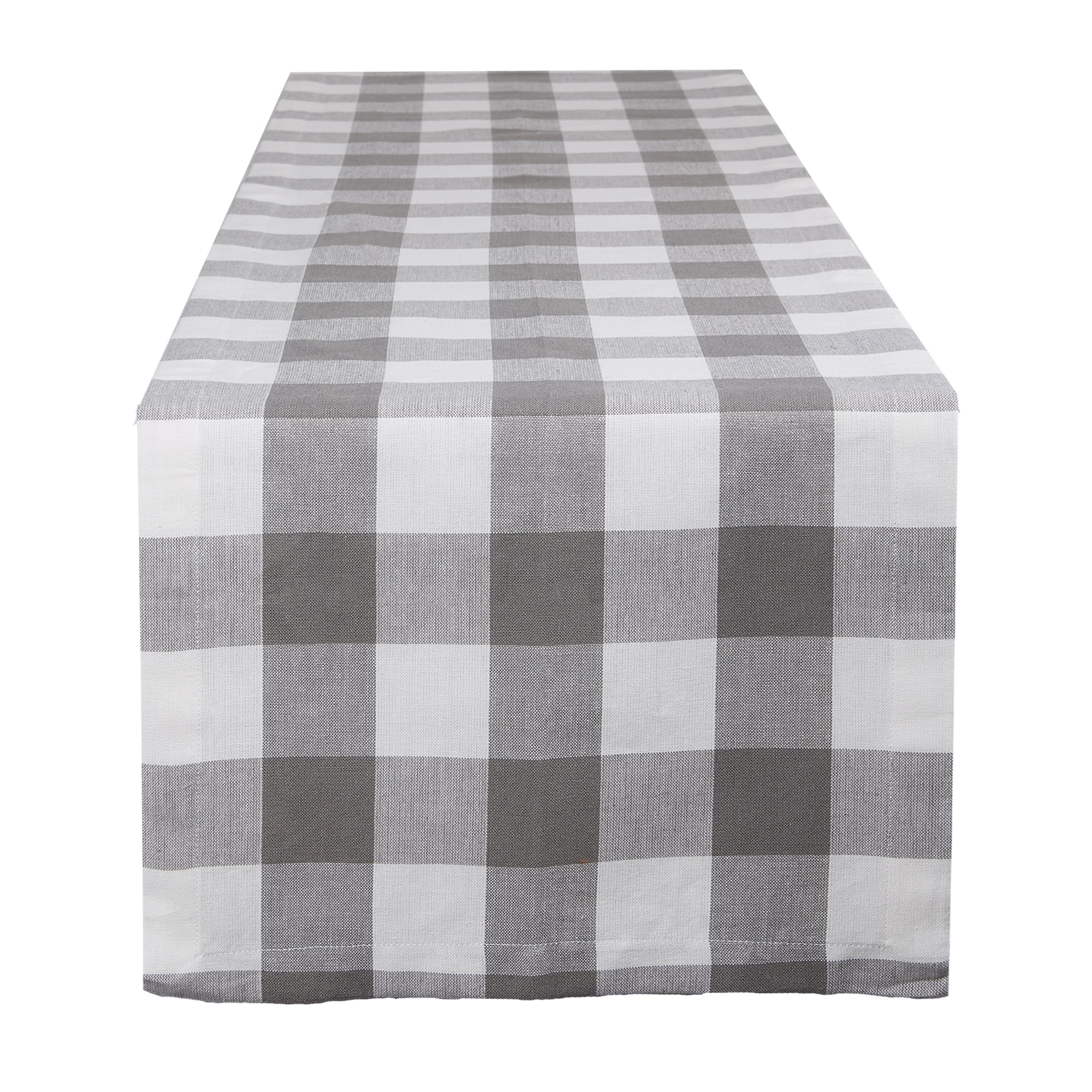 DII Gray & White Buffalo Check Table Runner 14x108