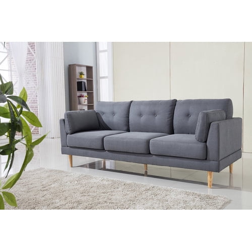 Madison Home USA Mid Century Modern Ultra Plush Linen Fabric Sofa ... Madison Home USA Mid Century Modern Ultra Plush Linen Fabric Sofa ...