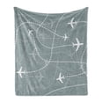thumbnail image 1 of Airport Soft Flannel Fleece Throw Blanket, Repetitive Pattern of Simple Airplane Traces Scheme in Monochromatic Design, Cozy Plush for Indoor and Outdoor Use, 70" x 90", Grey Teal White, by Ambesonne, 1 of 6