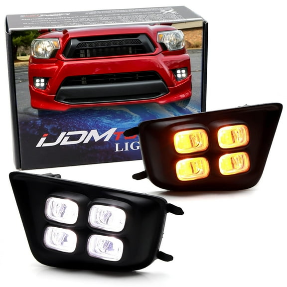 Switchback LED Daytime Running Light Kit For 2012-2015 Toyota Tacoma, White/Amber LED Foglamp Bezel Replacement Assembly w/DRL Turn Signal Features