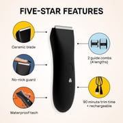 Meridian Trimmer Original Pubic & Body Hair Shaver, USB Rechargeable Bikini & Groin Electric Shaver for Men & Women, Onyx