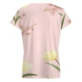 thumbnail image 6 of Pale Yellow Flowers Pink Background Women's Blouse Short Sleeve Women's Top T-Shirt Spring Summer Clothes, 6 of 7