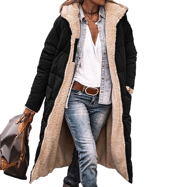 Abrigo Sherpa para mujer, abrigos lisos, chaqueta polar de manga larga, ropa de abrigo cómoda para mujer, con capucha para vacaciones