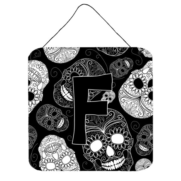 Carolines Treasures CJ2008-FDS66 Letter F Day of the Dead Skulls Black Wall or Door Hanging Prints 6HX6W multicolor