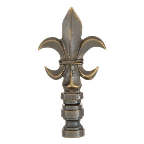 B&P Lamp® Fleur De Lis Design, Cast Metal Finial, Antique Brass Finish