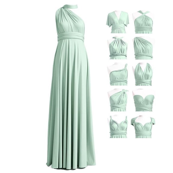 Women's Mint Green Convertible Infinity Maxi Dress – Multiway Bridesmaid Gown