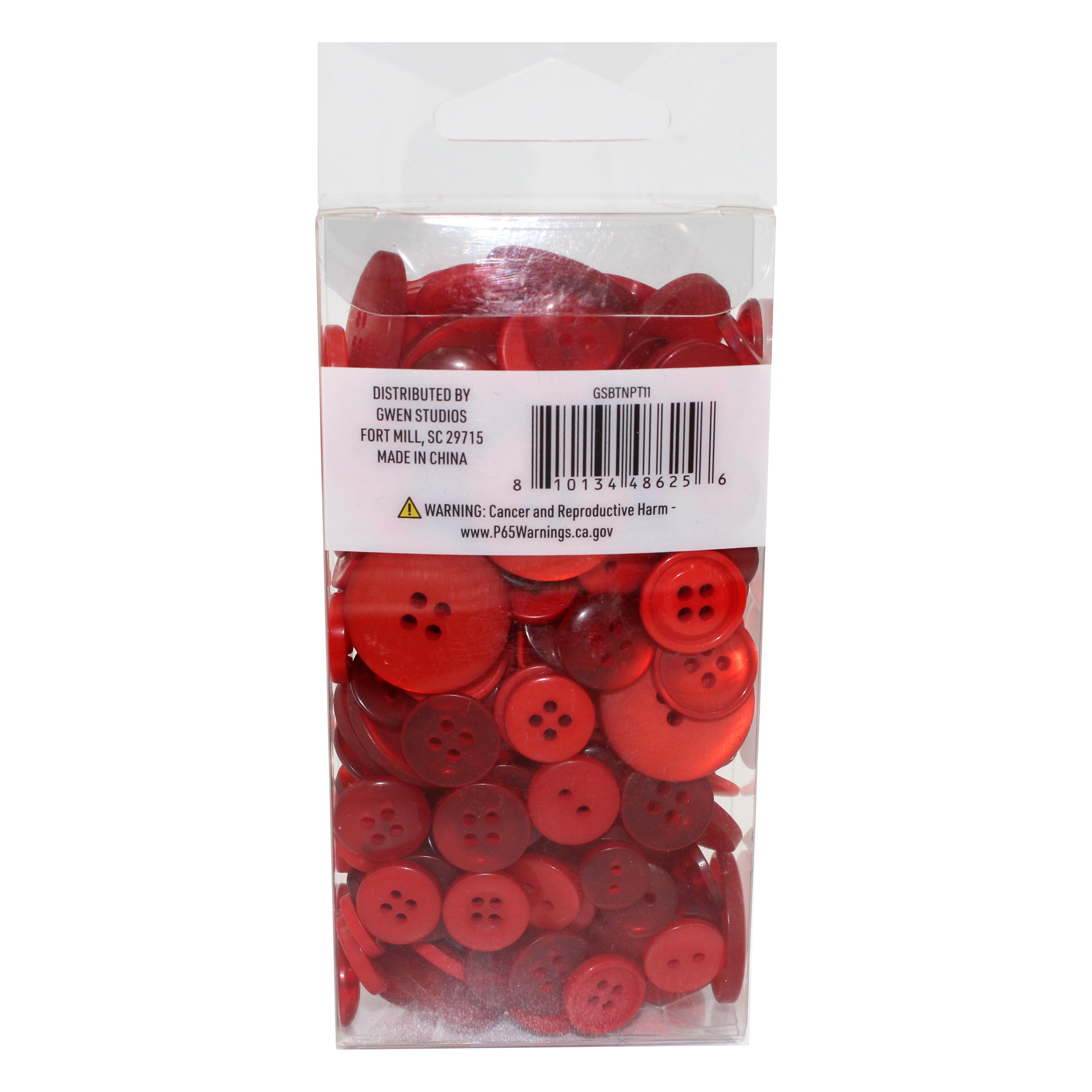 (3 pack) Gwen Studios Plastic Sewing Buttons Value Pack, 3.5 oz., Assorted Sizes, Red