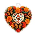 thumbnail image 2 of Dia de Los Muertos Heart Acrylic Pendant with Monarch Butterfly and Floral Design,Orange and Red,for Car Rearview Mirror,Decoration, 2 of 3