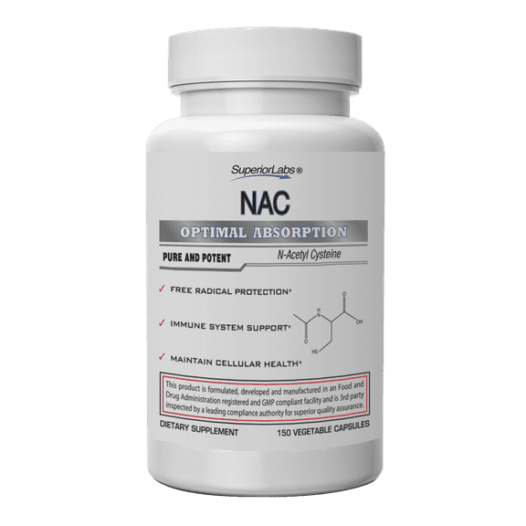 NAC (N-Acetyl Cysteine) - Dietary Supplement with Selenium - 1,200mg, 150 Vegetable Capsules - Free Radical Protection - Normal Immune System Function - Maintains Cellular Health