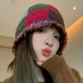 thumbnail image 3 of SikaFu Women's Plaid Knitted Bucket Hats Winter Warm Knit Fisherman Hat Outdoor Windproof Cold Hat Ladies Panama Bob Unisex Caps Gorros, 3 of 6