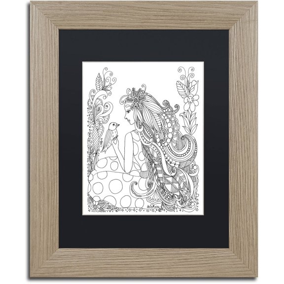 Trademark Fine Art "Flower Girls 29" Canvas Art by KCDoodleArt Black Matte, Birch Frame