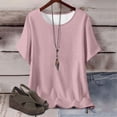 thumbnail image 2 of Plebaso Hauts d'Été pour Femmes Manches Courtes Col Rond T-Shirts Confortables Blouses Amples pour Femmes, 2 of 5
