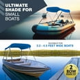 thumbnail image 2 of KNOX Universal 2 Bow Bimini Top Replacement Canvas, 600D Boat Canopy Sun Shade Cover with Storage Boot, Fits Most Small Boats & Inflatable Boats, No Frame Kit, 63" L x 39"-55" W (Pacific Blue), 2 of 7