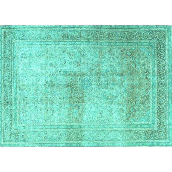 Ahgly Company Machine Washable Indoor Rectangle Persian Turquoise Blue Traditional Area Rugs, 5' x 7'