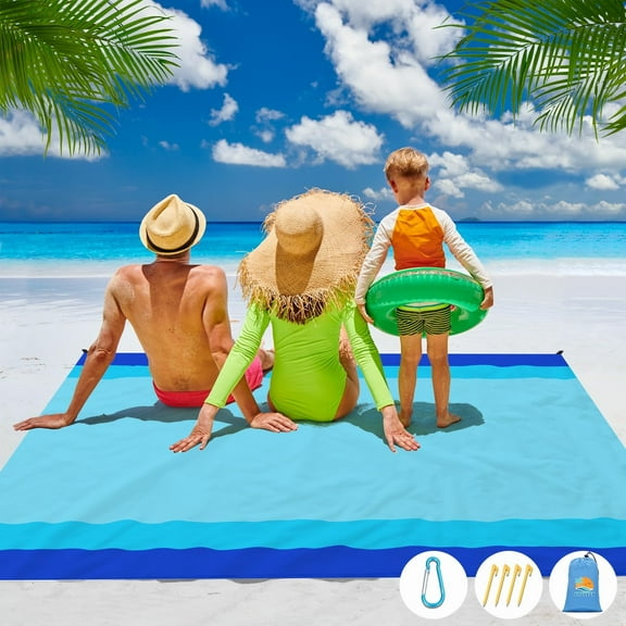 Beach Blanket Waterproof Sandproof 1-7 Adult Oversized 78 '' × 81 '' Lightweight Durable Compact Sand Free Beach Mat for Travel Camping Hiking Picnic Blanket