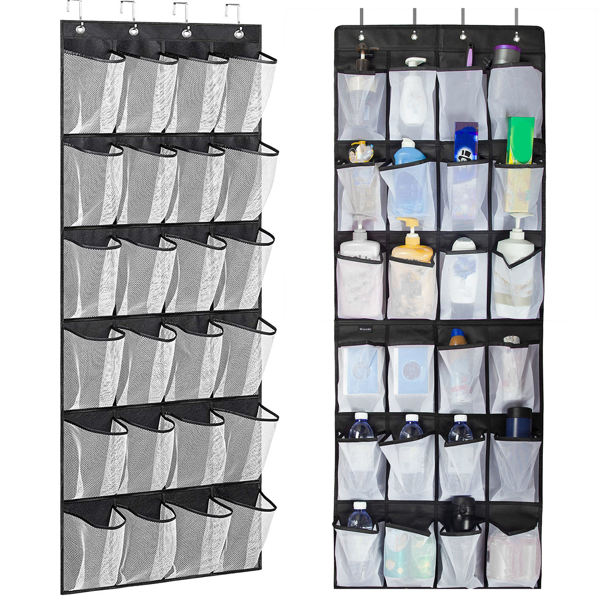 SESAVER Large Over The Door Hanging Clear Shoe Organizer 24 Pocket