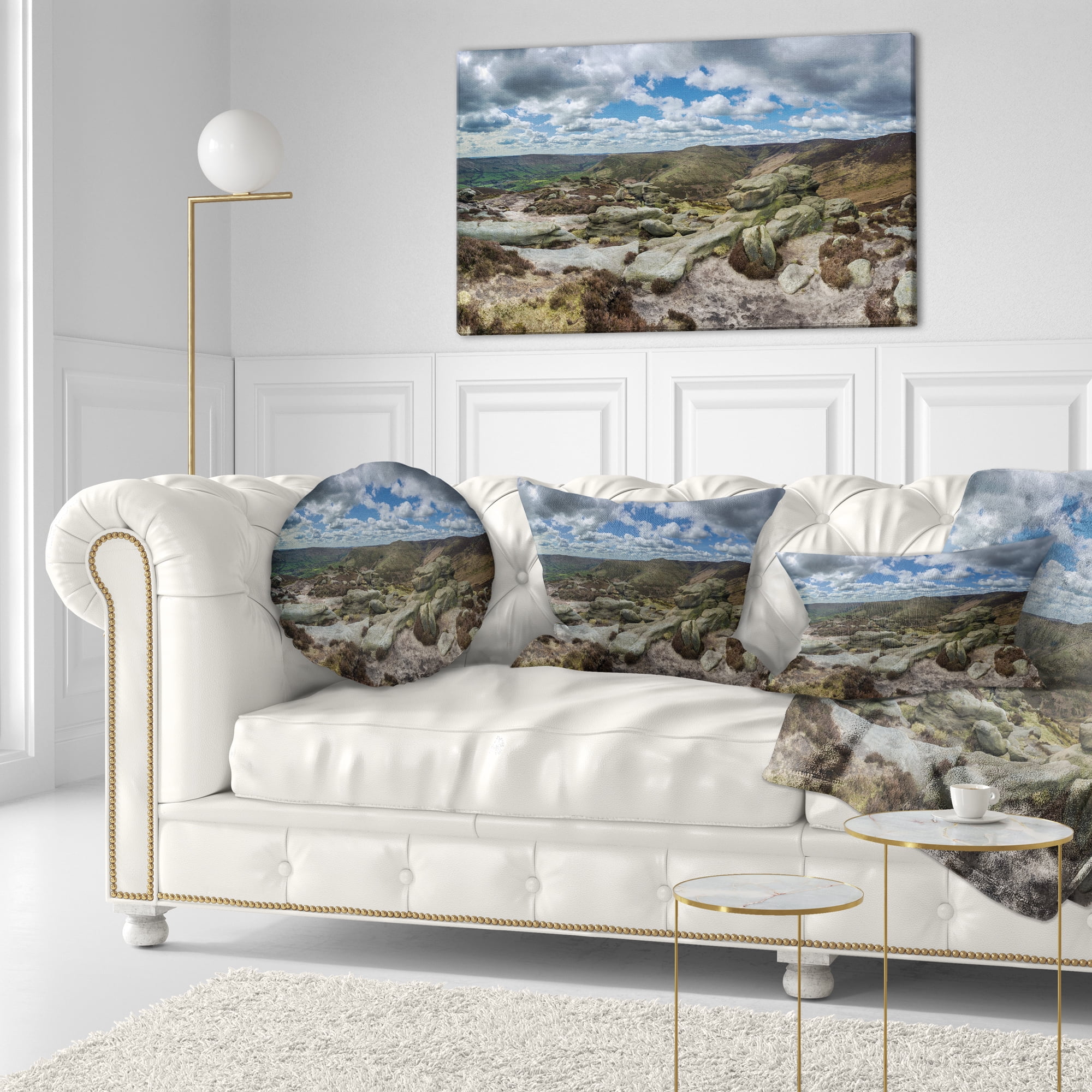 Designart Clouds and Stones under Wild Clouds - Landscape Printed Throw Pillow - 12x20