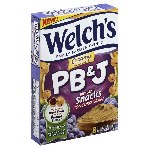 Welch's PB&J Creamy & Concord Grape Bite Size Snack Pouches, 6.4 Oz., 8