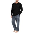 thumbnail image 6 of VV AVEORS Mens Pajama Set Pjs Christmas Plaid Sleepwear Cotton Lightweight Long Sleeve Pjs Soft Comfy Sleep Set With Pocket Navy 3XL, 6 of 8