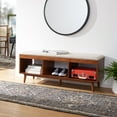 thumbnail image 2 of SAFAVIEH Cricket Open Shelf Bench with Cushion, Cream Linen/Natural Acacia (47.6 in. W x 14 in. D x 18 in. H), 2 of 12