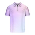thumbnail image 3 of Zylanna Men's Short Sleeve T-Shirts, Lightweight Turn-down Collar Gradient Color Summer Daily leisure Tops for Men White Size 5XL, 3 of 4