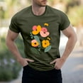 thumbnail image 2 of NAMTYQX Mens Graphic T-Shirts Plus Size Graphic Short Sleeved Breathable Crewneck Casual Lightweight Hawaiian Baggy Cool Mens T Shirts Army Green Size S, 2 of 5