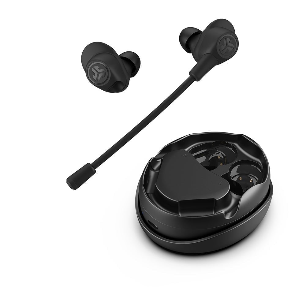 JLab Work Buds True Wireless Headset, Black, Detachable Boom Mic, 55+ Hr Playtime, Multipoint
