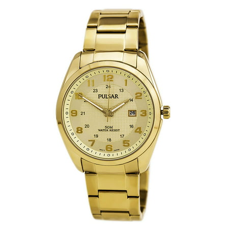 Pulsar PH9072 Men's Business Champagne Dial Yellow Gold Steel Bracelet Watch