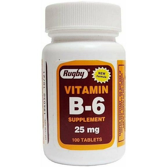 Rugby Vitamin B6 25mg Supplement Tablets Immune Health Support Tablets 100ct