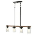 thumbnail image 2 of Millennium Lighting 4-light Metal Island Light in Matte Black/Wood Grain, 2 of 5