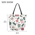 thumbnail image 5 of FORMRS Womens Canvas Tote Bag with Zipper Inner Pocket Shoulder Handbag, White Christmas Holly, 5 of 7