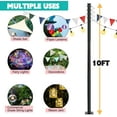 thumbnail image 3 of ABORON Poles for Outdoor String Lights Steel: 1 Pack Light Poles for Outside String Lights - 10ft String Light Poles for Patio Garden Deck Bistro Backyard Christmas Light Pole Stand & Hooks, 3 of 8