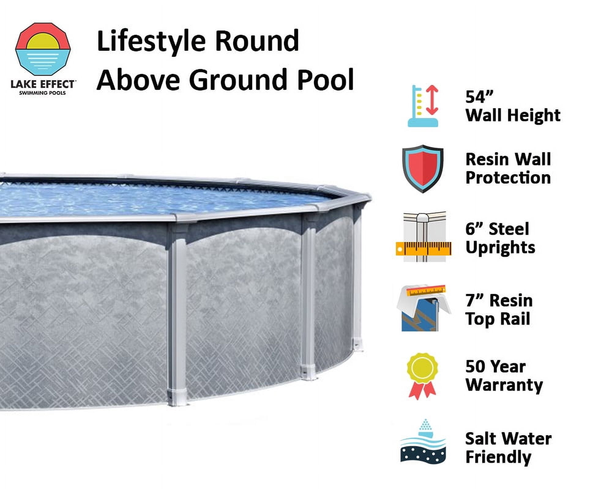 Lake Effect Pools Lifestyle 27' Round 54" Resin Protected Steel Wall Above Ground Swimming Pool