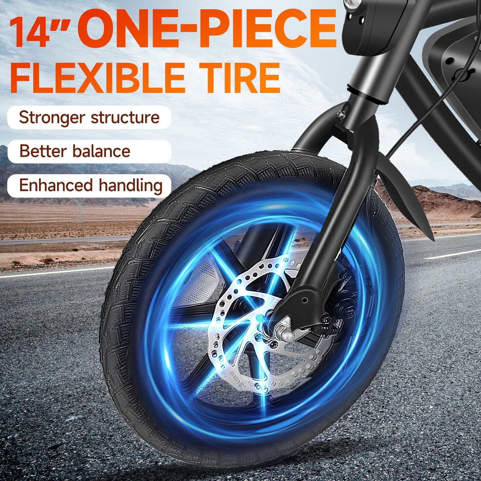 Gocio 14" Foldable Electric Bike, 375Wh 48V Electric Bicycles for Adults Women Teens, Peak 500W City Commuter Cruiser Ebikes, LED Display, E bike One-Piece Tire with 5 Riding Modes UL2849 Certified