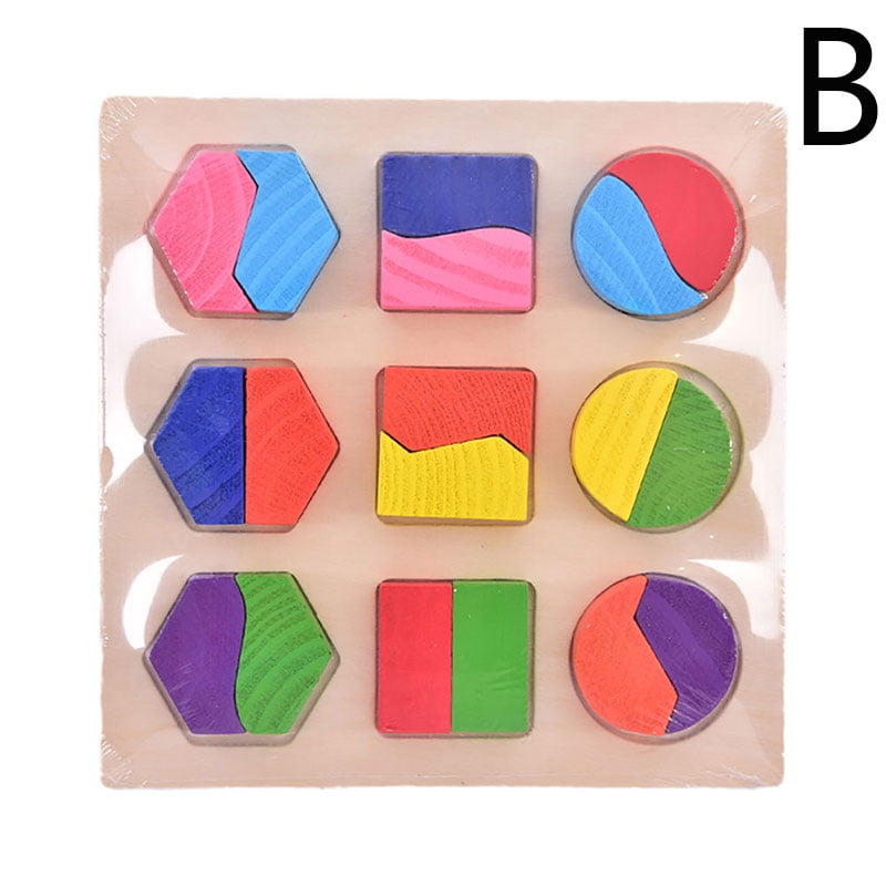 Kids Baby Children Wooden Geometry Block Puzzle Early Learning Educational Toy 