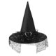thumbnail image 1 of Sombreros de Halloween con hebilla en forma de corazón, sombrero de encaje de bruja, sombrero ancho acorralado para fiesta de festival, sombrero de poliéster para mujer, 1 of 2